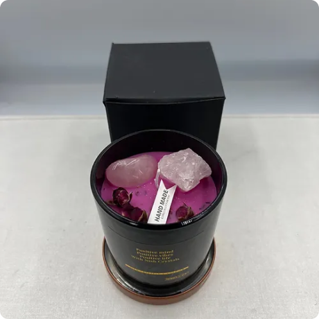 Luxury Rose Quartz Candle with  Gemstone