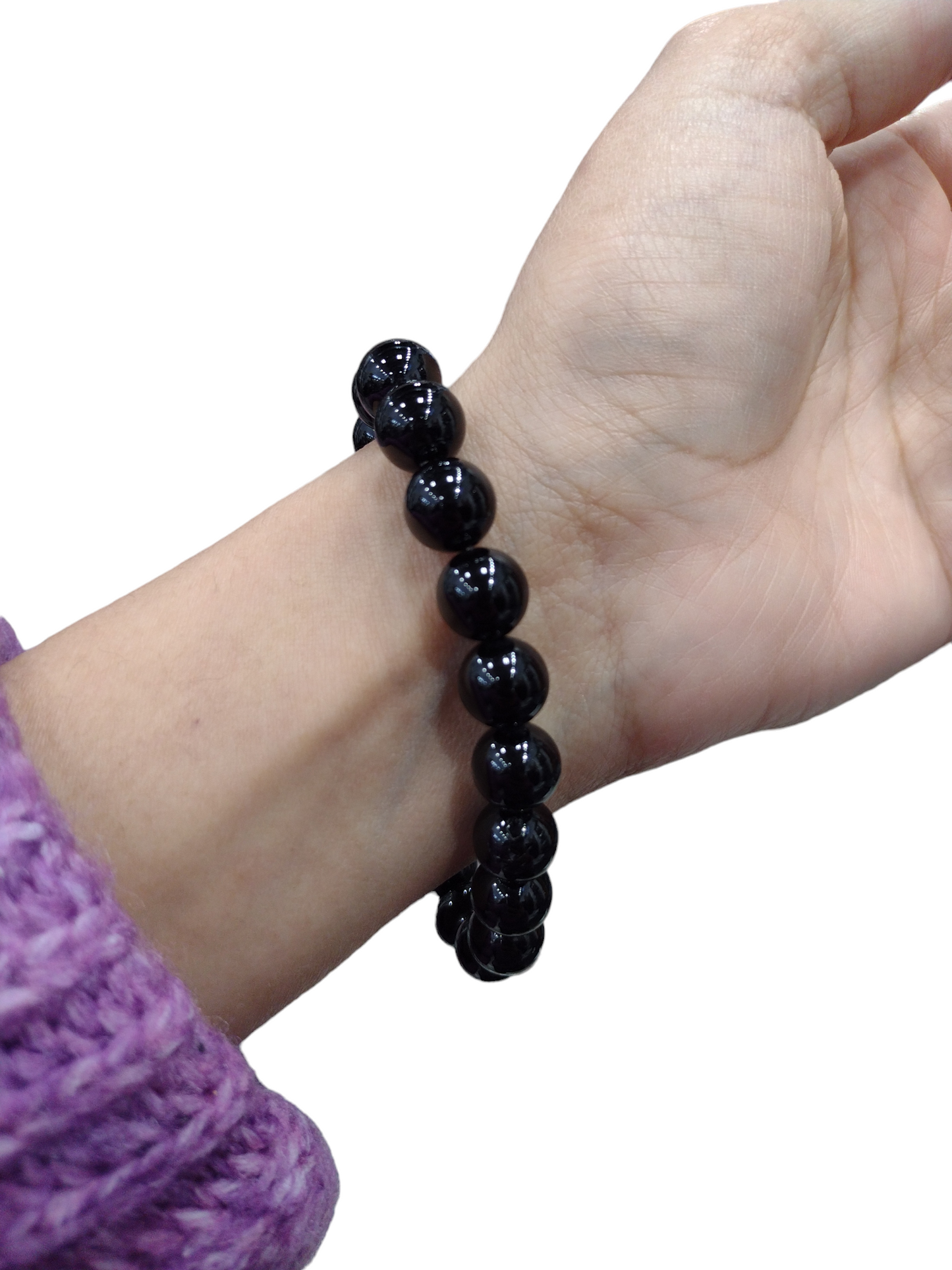 Black Tourmaline Bracelet 10mm with 20 big size beads for keeping negative energy at bay (Free Shipping)