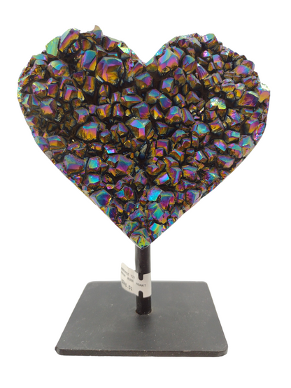 Amethyst Titanium Aura Heart shaped Crystals N33 ( Free Shipping )