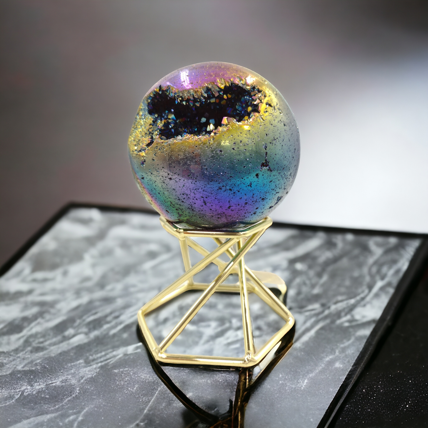 Amethyst Titanium Aura Sphere crystal N35 (Free Shipping)