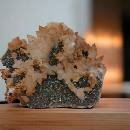 Dog Tooth Red calcite with Pyrite Specimen N55 ( Free Shipping )