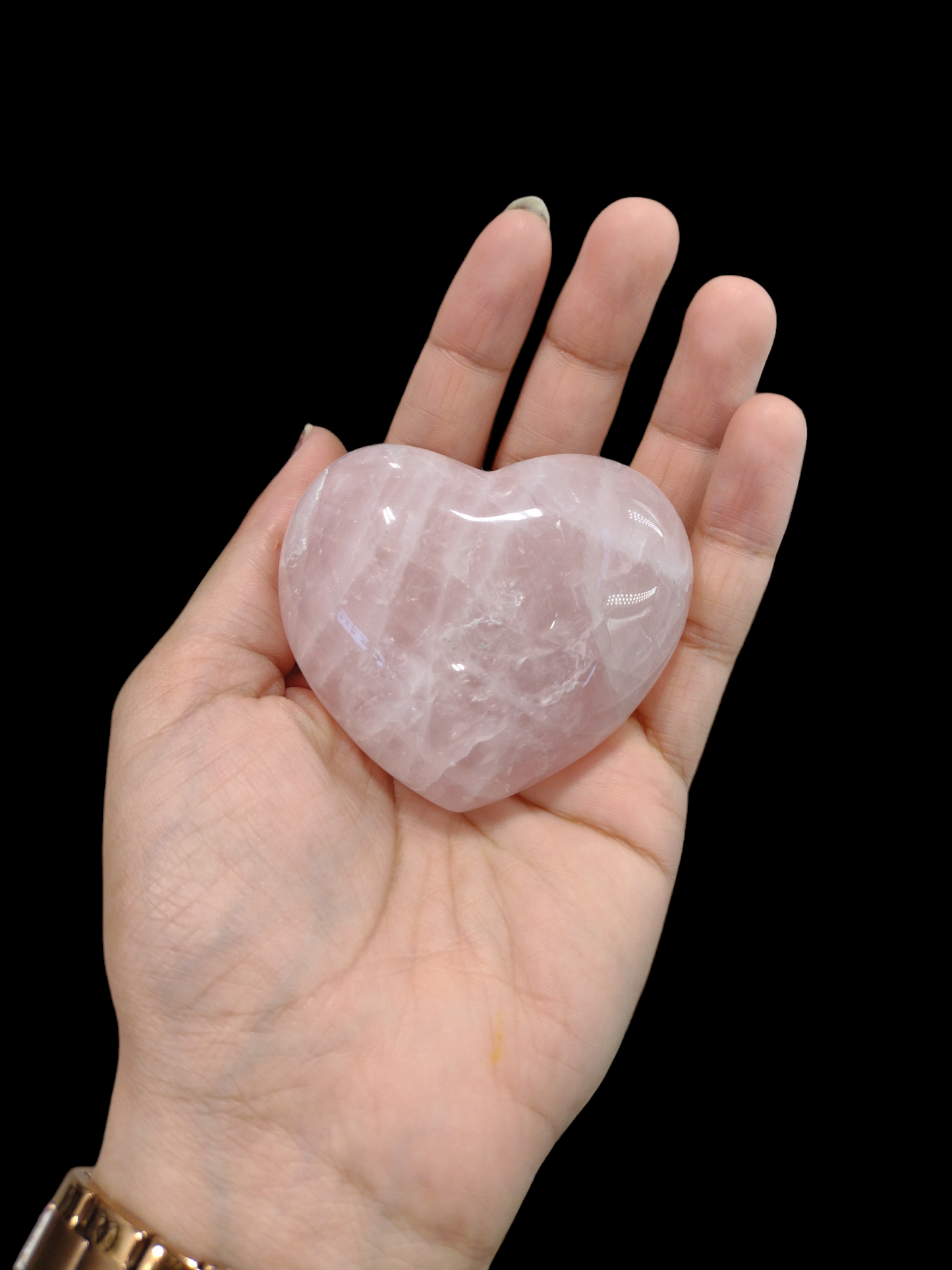 Rose Quartz Heart Shaped Crystal N159.( Free Shipping )