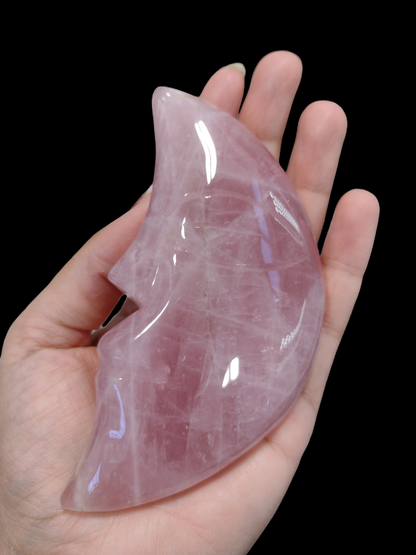 Large Rose Quartz Moon Face N175.( Free Shipping )