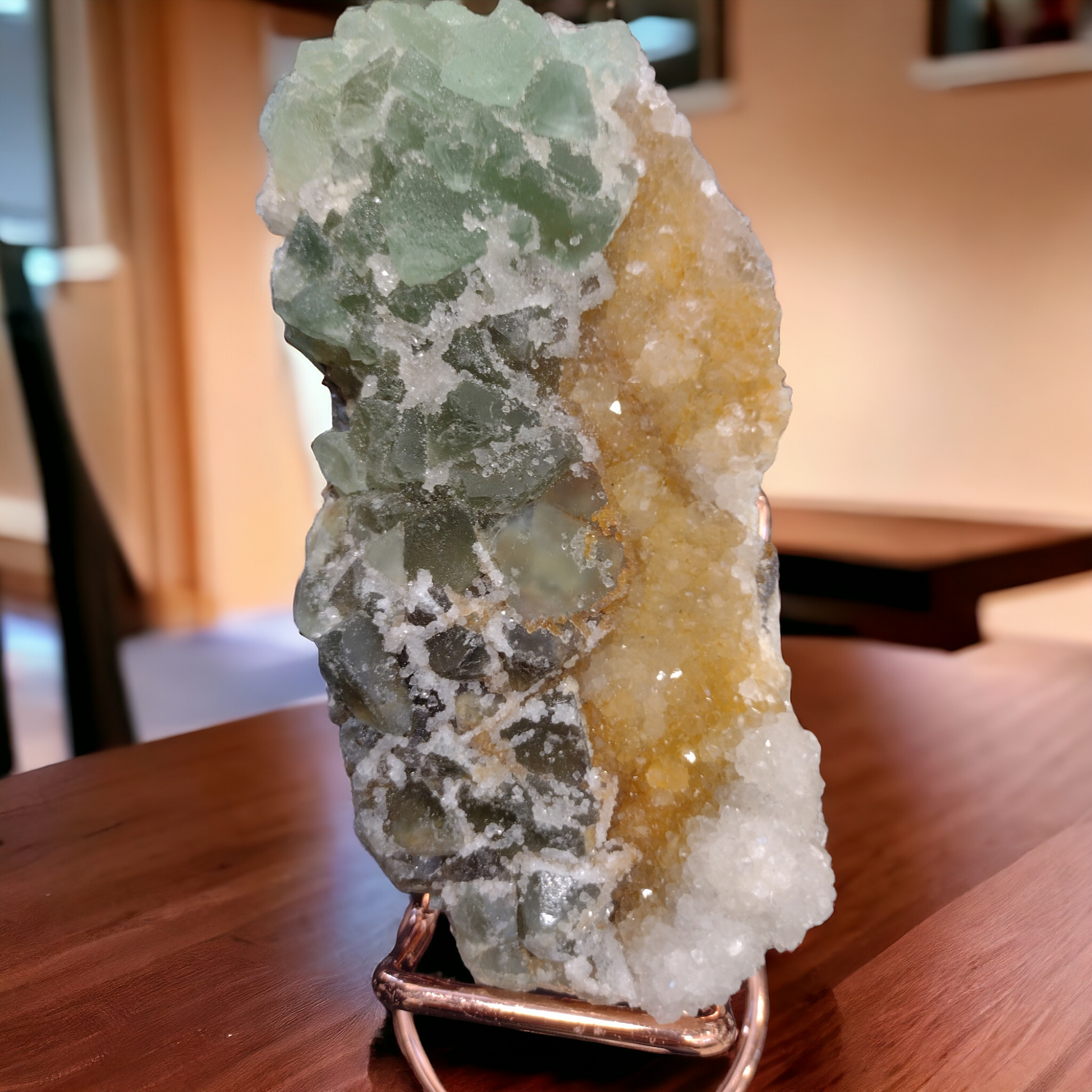 Green orange  fluorite