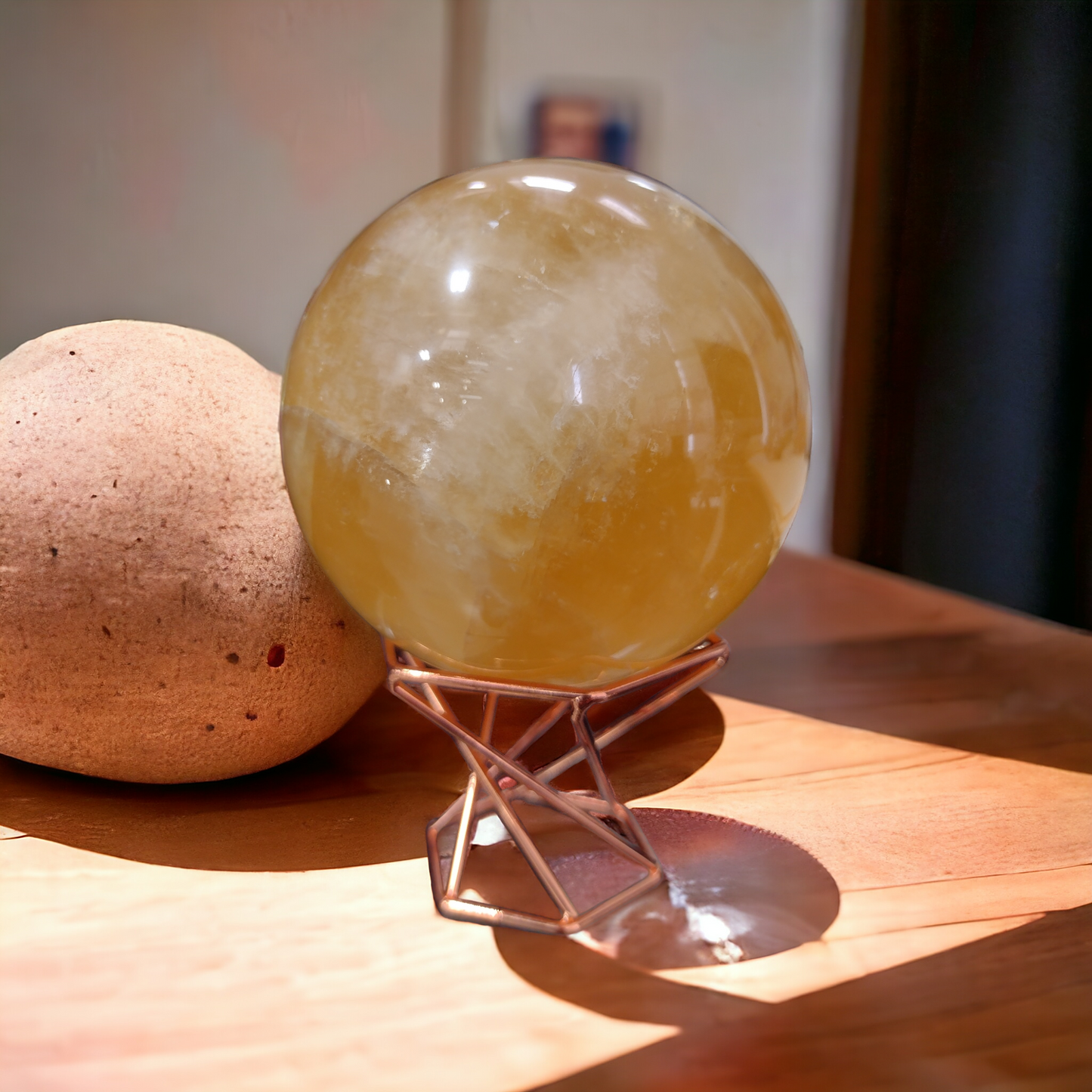 Honey Calcite Sphere Ball N259. ( Free Shipping )
