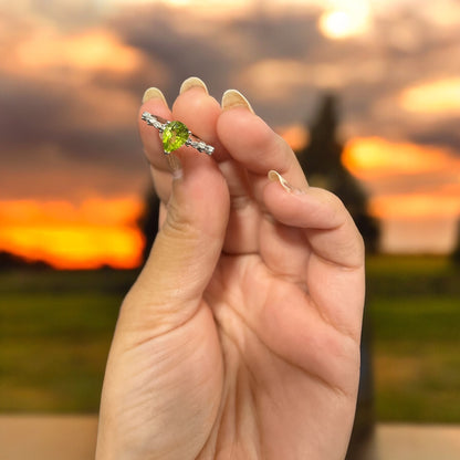 Adjustable Peridot Gemstone Ring with copper and alloy material for women (Free Shipping )