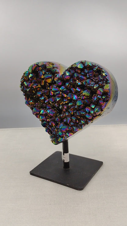 Amethyst Titanium Aura Heart shaped Crystals N33 ( Free Shipping )